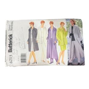 Butterick 6213 Womens Jacket Duster Top Skirt Pants Sewing Pattern 8, 10, 12